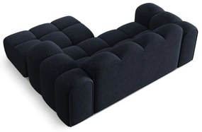 Ciemnoniebieski narożnik z tkaniny szenilowej (prawostronny/z szezlongiem) Treno – Cosmopolitan Design