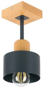 Antracytowa lampa sufitowa, jednopunktowy spot DAN10x10BU z drewna i m