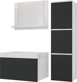 Zestaw mebli łazienkowych, Matowa biel, Antracyt, 90 x 110 cm
