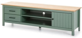 Zielono-naturalna szafka pod TV z litego drewna sosnowego 158x47 cm Miranda – Marckeric