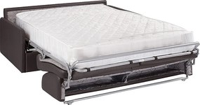 Kanapa 4-osobowa rozkładana typu express z szarej ekoskóry z siedziskiem z pianki z pamięcią kształtu - Powierzchnia 160 cm - Materac 22 cm z siedziskiem z pianki z pamięcią kształtu CALIFE