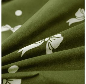 PrzytulneMieszkanie.pl PrzytulneMieszkanie.pl Flanelowa pościel z mikrofibry WHITE BOW zielona Rozmiar pościeli: 70 x 90 cm | 140 x 200 cm