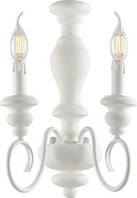 Kinkiet Cascina z drewna i lakierowanego na biało żelaza w stylu shabby chic, 2 światła, 25 P.18 BL265-AP2-BCO