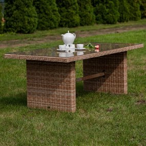 Duży stół ogrodowy 200x100 cm półokrągły technorattan