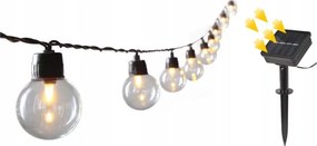 Solarny łańcuch dekoracyjny LED 20 diod / 8 funkcji 500 mAh 7,6 m IP67 ciepła biała