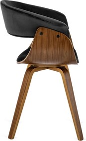 Krzesło Tapicerowane z Drewna Giętego Do Jadalni OHIO 2 Czarne Welurowe Nowoczesne Loft