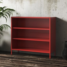 Niski regał metalowy czerwony Modern LUCA, 1000 x 900 x 350 mm