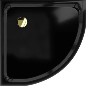 Mexen Flat brodzik półokrągły slim 100 x 100 cm, czarny, syfon złoty - 41701010G