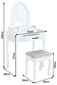 Ozdobny stolik ze stołkiem LINET NEW, biały