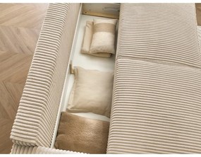 Jasnobrązowa sztruksowa rozkładana/ze schowkiem sofa 244 cm Chelsea – Bobochic Paris