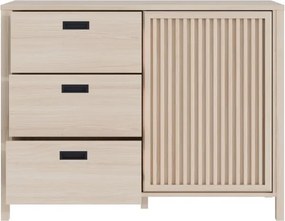 Komoda z przesuwnym frontem z lameli Jytana 221R, dąb Riva
