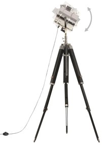 Czarna retro lampa podłogowa z drewna mango - EX192-Erfis