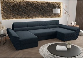 BEDANTE narożnik REBIU4 Poso 05 ciemnoniebieski z funkcją spania sofa w kształcie litery L z pojemnikiem na pościel