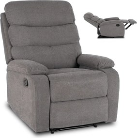 Fotel Rozkładany z Podnóżkiem KOBE Szary Nowoczesny