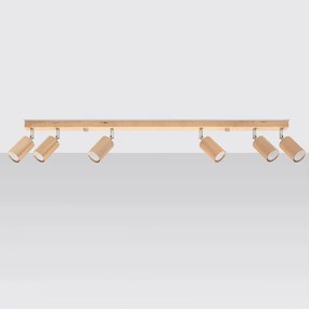 Plafony skandynawski Vorix, drewno - 6 źródło światła 4000K - L.120 x H.20 cm - dąb