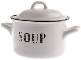 Biały ceramiczny garnek z pokrywką Dakls Soup, 920 ml