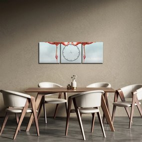 Obraz dwóch flamingów (z zegarem) (90x30 cm)