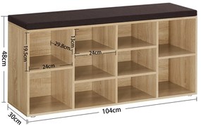 Szafka na buty z ławką i brązowym siedziskiem WESO SONOMA 104x30x48 cm