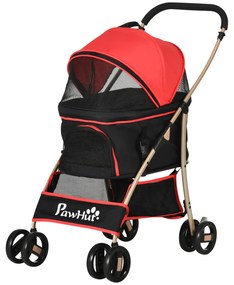 Outsunny Wózek dla Psa i Kota 2w1 Składany 1 Koszyk 1 Torba Czerwony | Aosom PL