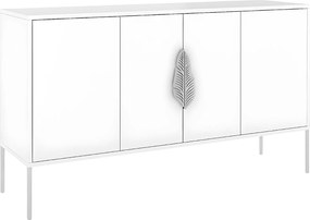 Biała komoda Skandica MERLIN ze srebrnymi dodatkami