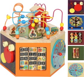 AIYAPLAY Kostka motoryczna, 8 w 1 kostka aktywności z pętlą motoryczną, labirynt z koralikami, 41,5 x 37,5 x 37,5 cm, Wielobarwny