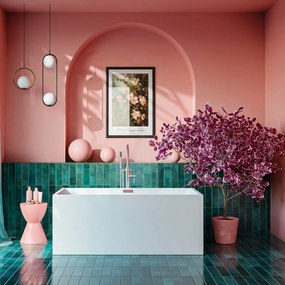 Wanna wolnostojąca prostokątna biała 150 x 75 cm NEVO z przelewem chrom | Możliwa opcja Go Color : Wybierz swój kolor - biały