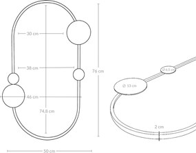 Lustro ścienne SAANA z geometrycznymi zdobieniami, 50 x 76 cm