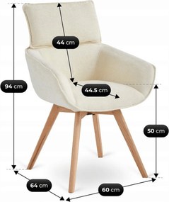 Krzesło Tapicerowane Obrotowe DIAS Kremowe Nowoczesne Boucle