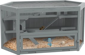 PawHut Klatka dla chomika, 3 poziomy, wyjmowana taca, Drewno/Metal, 115x60x55 cm