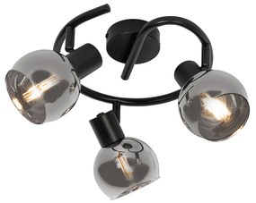 Inteligentny reflektor sufitowy czarny z przydymionym szkłem 3-punktowy z WiFi P45 - Vidro