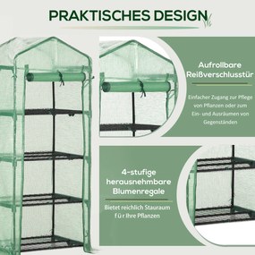 Outsunny Szklarnia Foliowa Cieplarnia na Pomidory 4 Półki Ochrona Roślin Kolor Ciemnozielony 69x50x160cm | Aosom PL