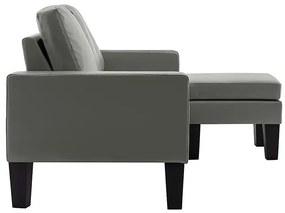 3-osobowa szara sofa z ekoskóry z podnóżkiem - Lencor 4Q