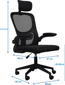 Fotel obrotowy AXEL ergonomiczne krzesło biurowe z siatką i zagłówkiem – wygodne krzesło do pracy