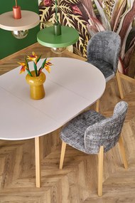 Stół okrągły rozkładany do jadalni płyta kaszmir/naturalny 102-142/102/73 cm RUBEN