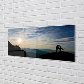 Panel Kuchenny Szklany Człowiek i Pies w Górach