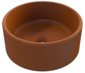 Umywalka betonowa nablatowa okrągła bez otworu na baterię 37 cm VIJA | różne kolory : Kolor - Ceglasty