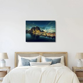 Obraz na szkle wioski rybackiej w Norwegii (70x50 cm)