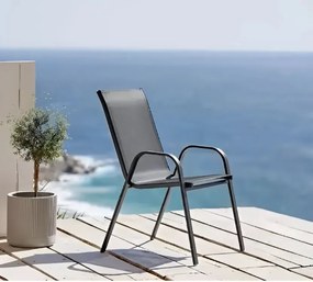 Zestaw 4 krzeseł ogrodowych sztaplowanych Isla 092, szary