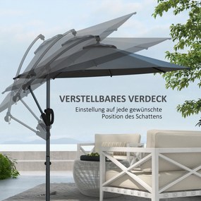 Outsunny Parasol Ampelowy, z Krzyżową Podstawą, 293 x 293 x 260 cm, Szary