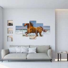 Obraz konia na plaży (125x70 cm)
