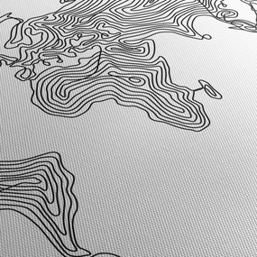 Obraz - Mapa w liniach (z zegarem) (90x30 cm)