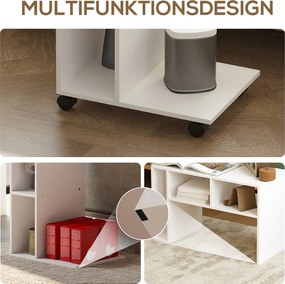 HOMCOM Stolik pomocniczy, wózek serwisowy w kształcie litery C, 4 kółka, 3 komory, 40 x 30 x 69 cm, Biały