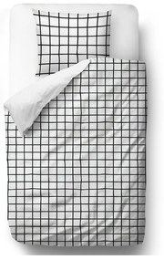 Pościel dwuosobowa Butter Kings z satyny bawełnianej Simple Checkers, 200x200 cm