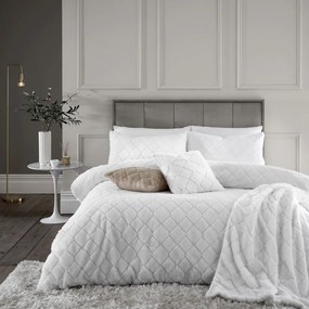 Biała pościel dwuosobowa z mikropluszu 200x200 cm Cosy Diamond – Catherine Lansfield