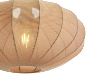 Lampa podłogowa Japandi czarna z brązowym materiałowym abażurem - BidaJapandi Oswietlenie wewnetrzne