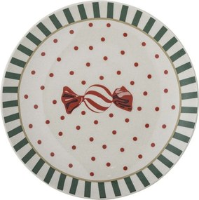 Biały kamionkowy talerz deserowy ze świątecznym motywem ø 16 cm Yule – Bloomingville