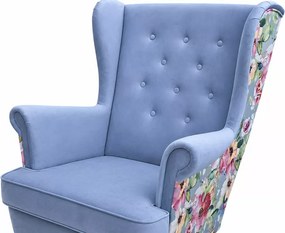 Wygodny zestaw - fotel uszak z podnóżkiem Flower