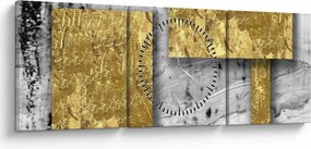 Obraz - Złote kwadraty N⁰3 (z zegarem) (90x30 cm)