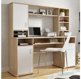 Biurko z półką ELIAN, dąb sonoma/białe