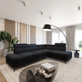 Masseno Narożnik AVISE z funkcją spania i pojemnikiem na pościel Narozniki L, Rozkładana sofa - Czarny, QUELLE 100